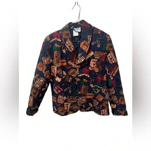 VTG Vintage Eagle River Traders Women’s Button Up Jacket Sz 6 travel theme